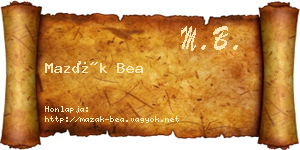 Mazák Bea névjegykártya